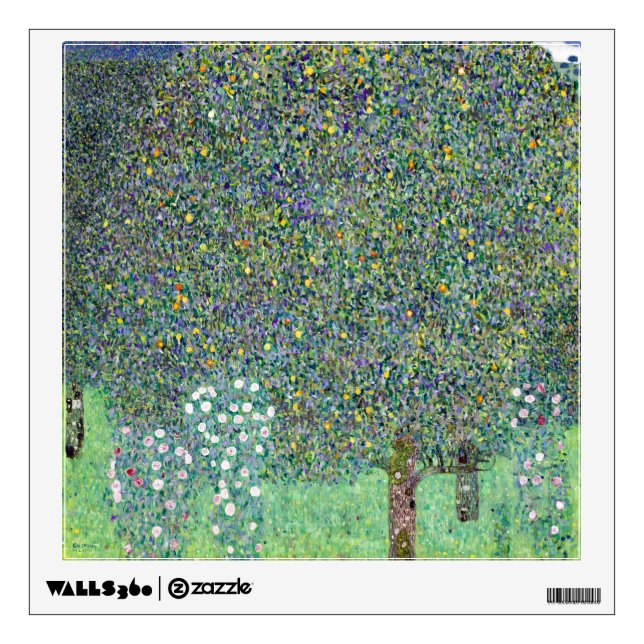 Rosebushes Under The Trees, Gustav Klimt Wall Decal (Front)