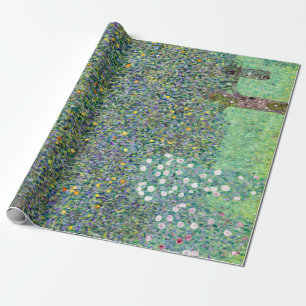 Rosebushes Under The Trees, Gustav Klimt Wrapping Paper