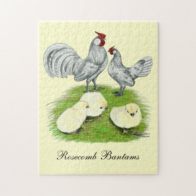 Rosecomb Bantams and Chicks Jigsaw Puzzle (Vertical)