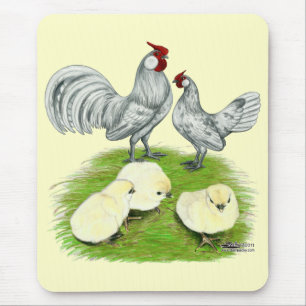 Rosecomb Bantams and Chicks Mouse Pad