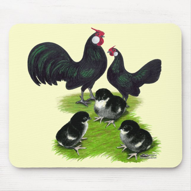 Rosecomb Black Bantam Family Mouse Pad (Front)