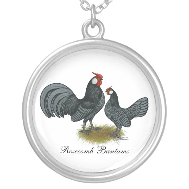 Rosecomb Blue Bantams Silver Plated Necklace (Front)