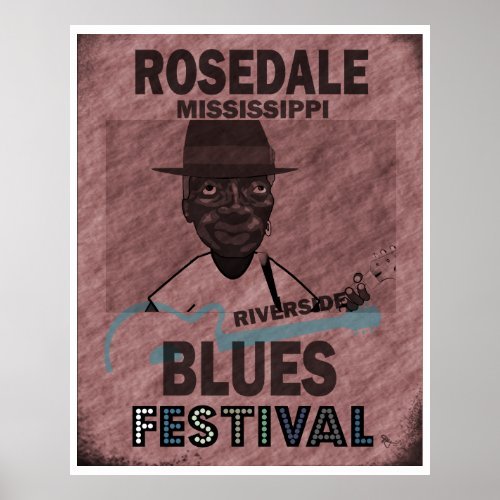 Rosedale Mississippi Blues Festival Guitar Poster