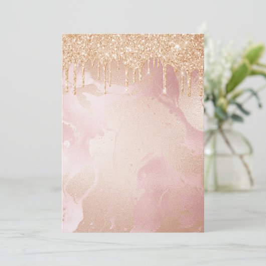 Rosegold Blush Marble with Gold Glitter Droplets (Standing Front)