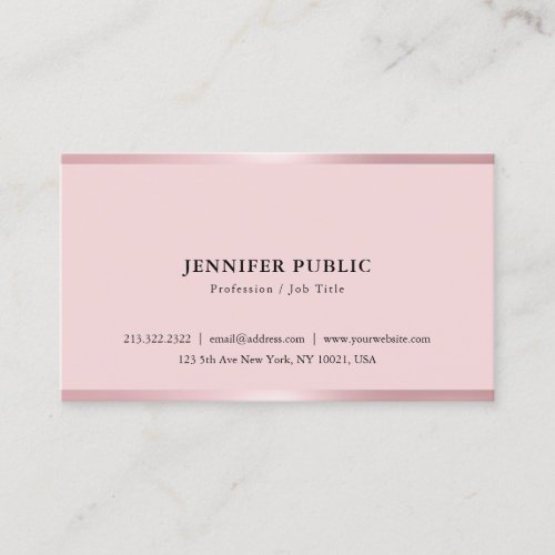 Rosegold Color Minimalist Modern Elegant Simple Business Card