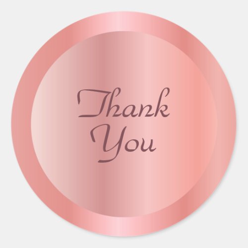 Rosegold Color Thank You Text Elegant Template Classic Round Sticker