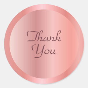 Rosegold Color Thank You Text Elegant Template Classic Round Sticker