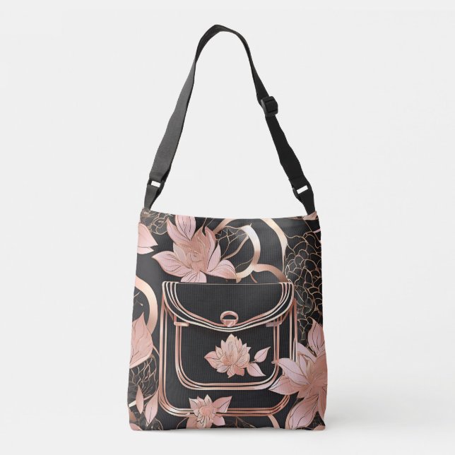 Rosegold Coral Purse AI art  Crossbody Bag (Back)