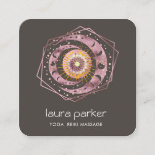 Rosegold Crescent Moon Mystic Lotus Eye Celestial Square Business Card