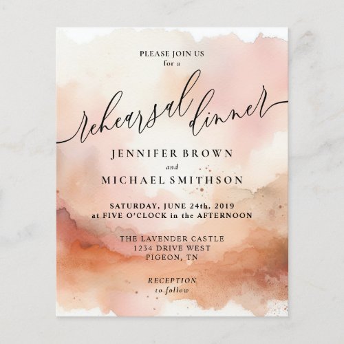 RoseGold Earthtone Watercolor Rehearsal Dinner Flyer