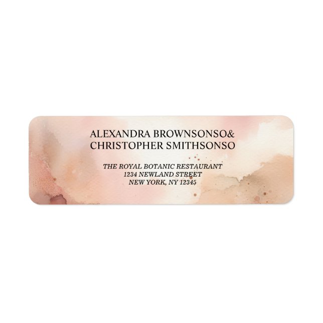 RoseGold Earthtone Watercolor Wedding Address Label (Front)