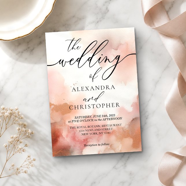 RoseGold Earthtone Watercolor Wedding Invite (Creator Uploaded)