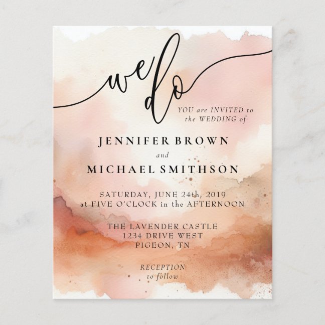 RoseGold Earthtone Watercolor Wedding We Do Flyer