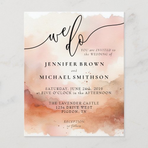 RoseGold Earthtone Watercolor Wedding We Do Flyer