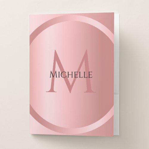 Rosegold Elegant Monogrammed Modern Template Pocket Folder