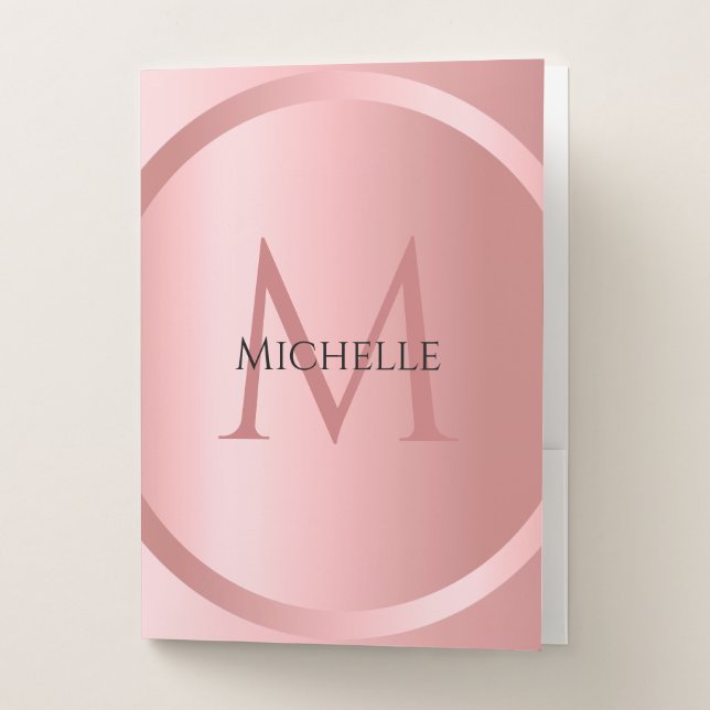 Rosegold Elegant Monogrammed Modern Template Pocket Folder (Front)
