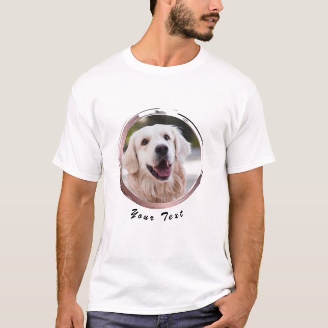 RoseGold Frame Personalized Dog Photo T-Shirt (Front)