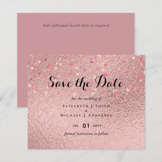 RoseGold Glitter Glam Foil Look Wedding BUDGET (Front/Back)