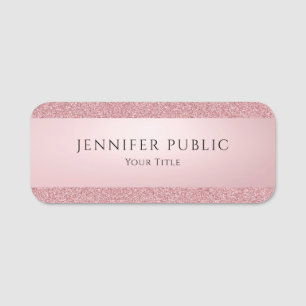 Rosegold Glitter Modern Elegant Template Trendy Name Tag