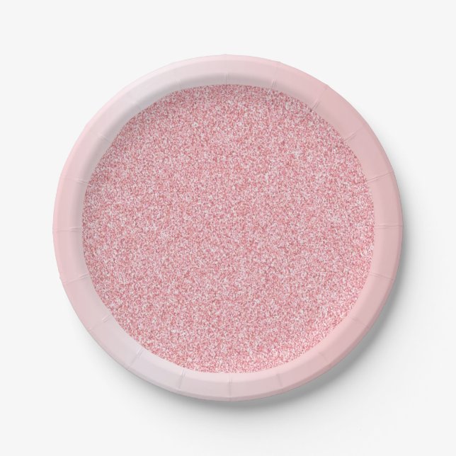 Rosegold Glitter Modern Pink Template Trendy Blank Paper Plates (Front)
