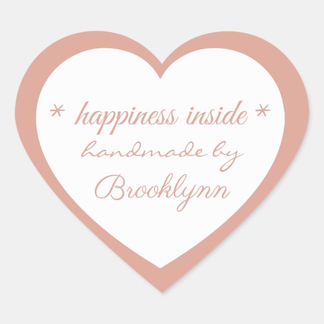 Rosegold handmade by X, Custom Elegant   Heart Sticker (Front)