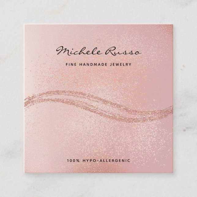 Rosegold Handmade QR Code Jewelry Display Cards (Front)