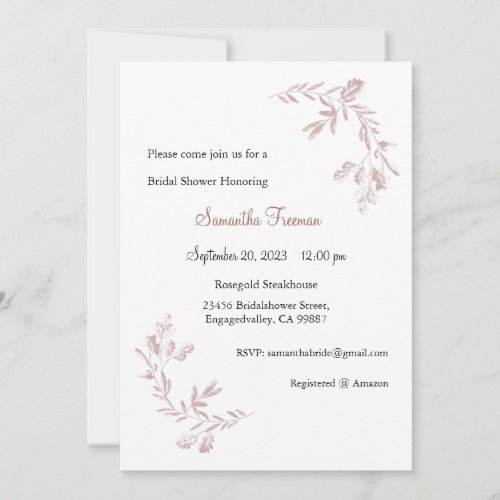 Rosegold Invitation Wedding Invitation Pink Gold Invitation