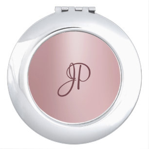 Rosegold Look Monogram Template Elegant Modern Compact Mirror