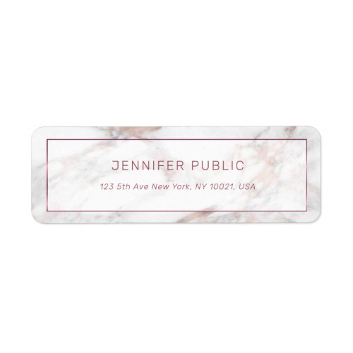 Rosegold Marble Modern Template Return Address Label