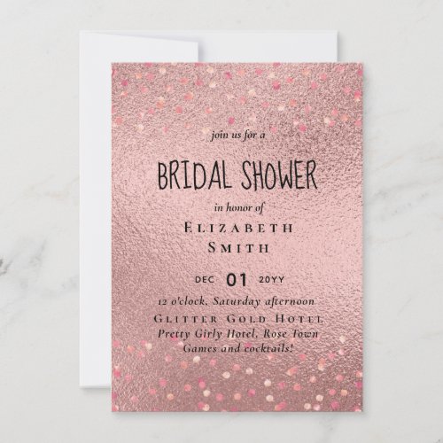 RoseGold Metallic Glitter Floral Foil Look Wedding