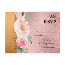 RoseGold Metallic Glitter Floral Foil Look Wedding