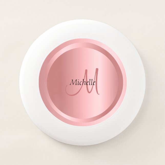 Rosegold Mono gram Elegant Template Custom Modern Wham-O Frisbee (Front)