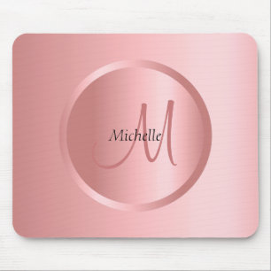 Rosegold Monogram Modern Elegant Template Mouse Pad