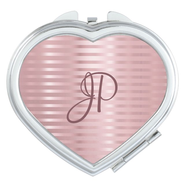 Rosegold Monogrammed Elegant Template Modern Compact Mirror (Front)