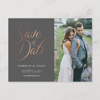 Rosegold Save The Date Postcard by SimplyInvite at Zazzle