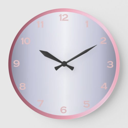 Rosegold Silver Pink Foil Metallic Look Girly Large Clock