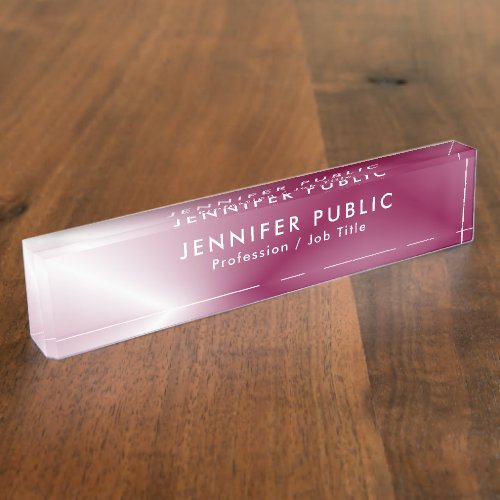 Rosegold Template Name Text Elegant Trendy Desk Name Plate