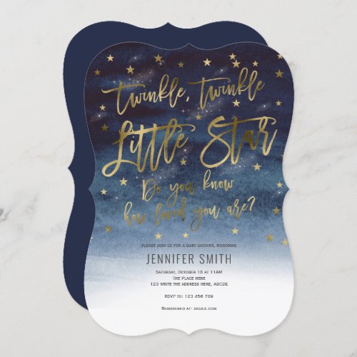 RosegoldTwinkle Twinkle Little Stars Baby Shower Invitation