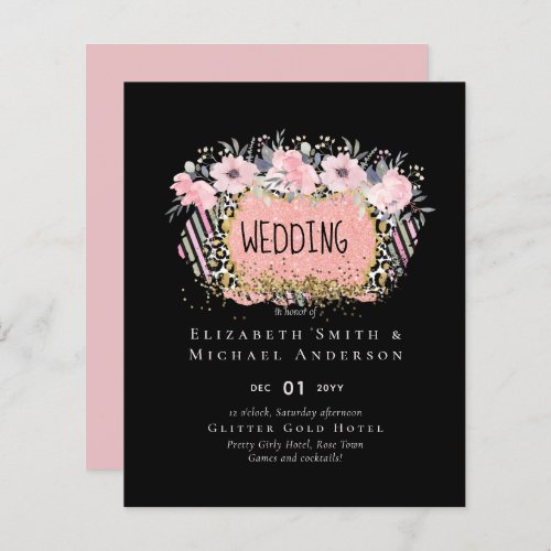 Rosegold WEDDING Girly Pink Floral Glitter Glam