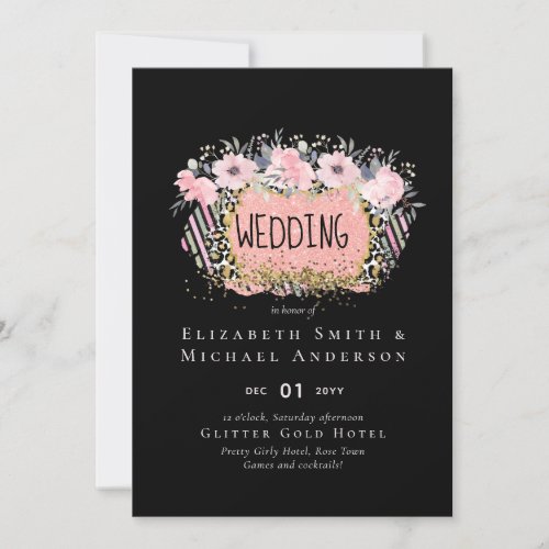 Rosegold WEDDING Girly Pink Floral Glitter Glam