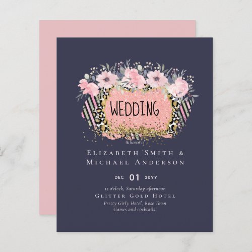 Rosegold WEDDING Girly Pink Floral Glitter Glam