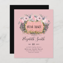 Rosegold WEDDING Girly Pink Floral Glitter Glam