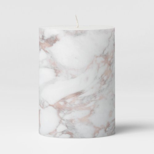 Rosegold White Marble Elegant Trendy Template Pillar Candle