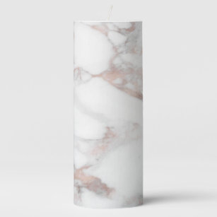 Rosegold White Marble Template Elegant Trendy Pillar Candle