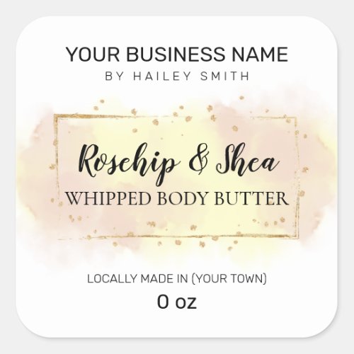 Rosehip And Shea Pastel Pink Whipped Body Butter Square Sticker