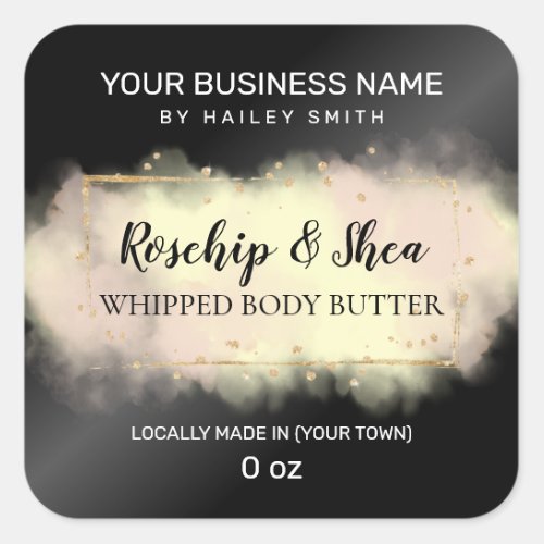 Rosehip Shea Black Pastel Pink Whipped Body Butter Square Sticker