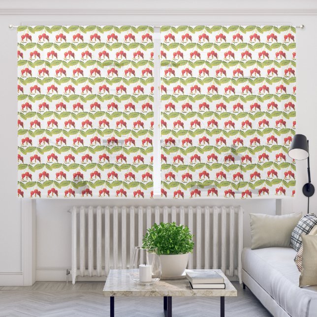 Rosehips Pattern Sheer Curtains (Living Room)