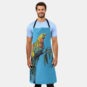 Rosella Parrot Birds Blue Pattern Mens Dads Apron