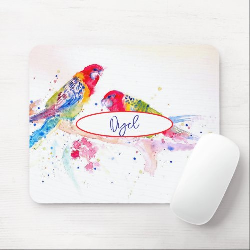 Rosella Parrot Colorful Bird birds Whimsical Mouse Pad