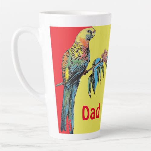 Rosella Parrot Watercolor Dad father Name Coffee M Latte Mug